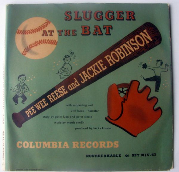 VINTAGE 40's SLUGGER AT THE BAT RECORD ALBUM w/JACKIE ROBINSON & PEE WEE REESE