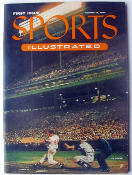 VINTAGE 1954 1st ISSUE OF SPORTS ILLUSTRATED w/BASEBALL CARDS
