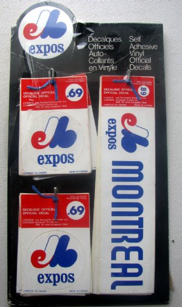 VINTAGE MONTREAL EXPOS BUMPER STICKERS & DECALS STORE DISPLAY