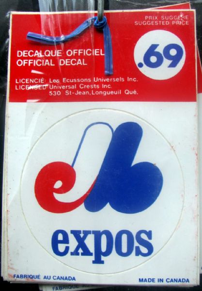 VINTAGE MONTREAL EXPOS BUMPER STICKERS & DECALS STORE DISPLAY