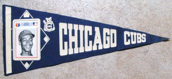60's ERNIE BANKS CHICAGO CUBS BASEBALL PICTURE PENNANT