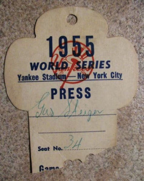 1955 WORLD SERIES PRESS PASS