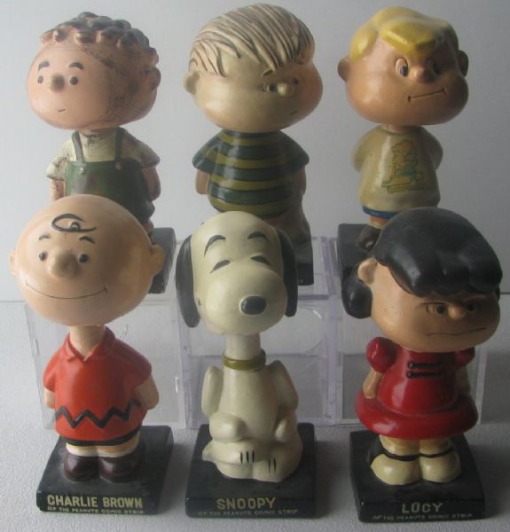 60's THE PEANUTS GANG BOBBING HEADS - 6 DIFFERENT