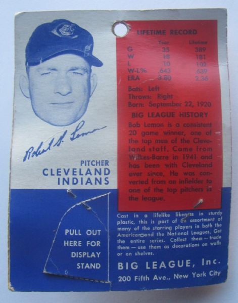 1956 BOB LEMON BIG LEAGUE STARS STATUE IN PACKAGE w/BASEBALL CARD