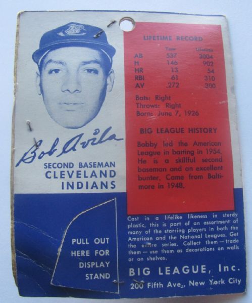 1956 BOB AVILA BIG LEAGUE STARS STATUE SEALED IN PACKAGE w/BASEBALL CARD