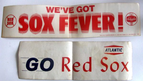 VINTAGE BOSTON RED SOX BUMPER STICKERS (2)