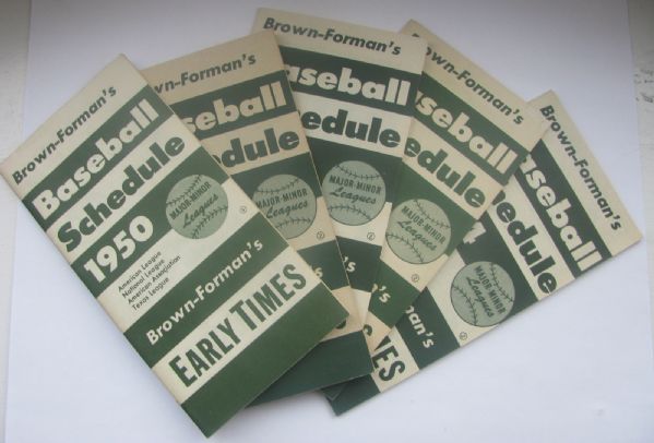 1950-1954 BROWN-FORMAN'S BASEBALL SCHEDULES - 5 DIFFERENT