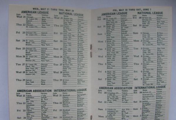 1950-1954 BROWN-FORMAN'S BASEBALL SCHEDULES - 5 DIFFERENT