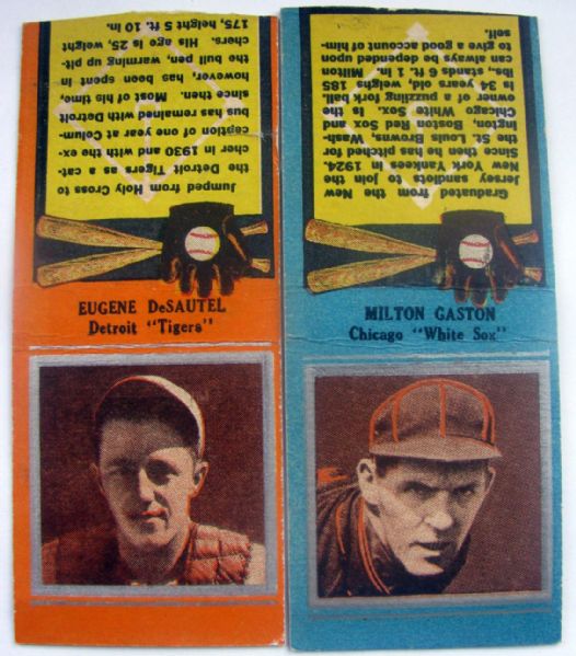 1934 BASEBALL PLAYERS MATCH BOOK COVERS