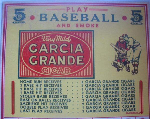 VINTAGE BASEBALL PUNCH BOARD