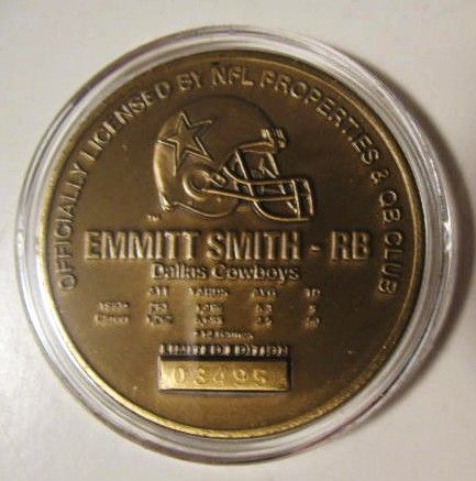 EMMITT SMITH DALLAS COWBOYS LE HIGHLAND MINT BRONZE COIN 