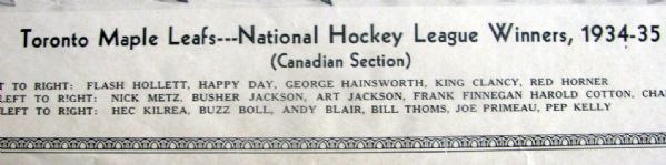 1934-35 TORONTO MAPLE LEAFS NHL CANADIAN DIVISION CHAMPIONS PREMIUM PHOTO