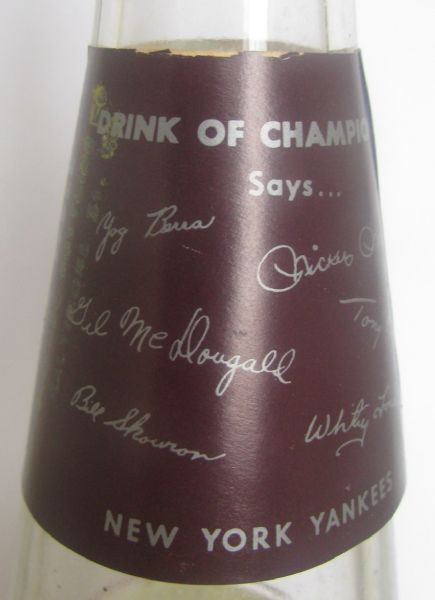 50's/60's YOO-HOO THE DRINK OF CHAMPIONS' BOTTLE w/N.Y. YANKEES FACSIMILE AUTOGRAPHS