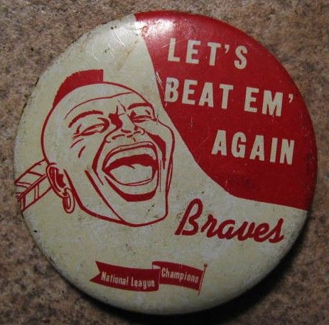 1950's LETS BEAT THEM AGAIN MILWAUKEE BRAVES PIN - NATIONAL LEAGUE CHAMPIONS
