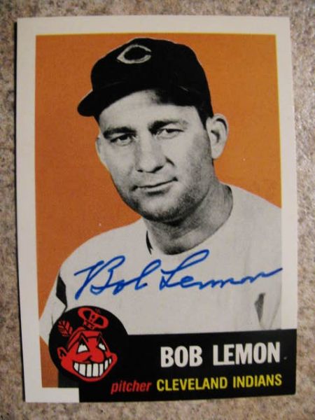 BOB LEMON SIGNED BASEBALL CARD w/JSA