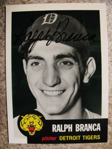 RALPH BRANCA SIGNED BASEBALL CARD w/JSA