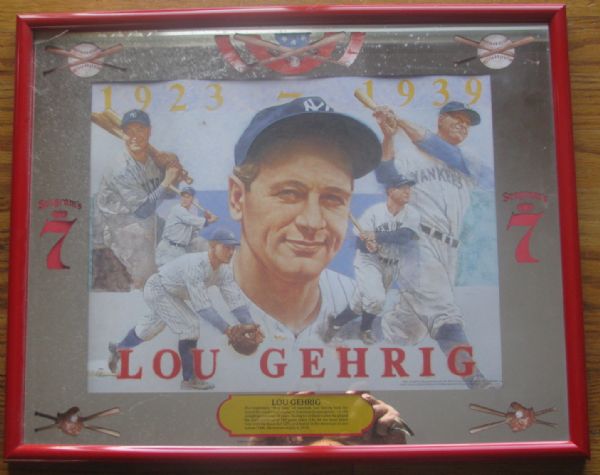 LOU GEHRIG NEW YORK YANKEES SEAGRAM'S MIRROR