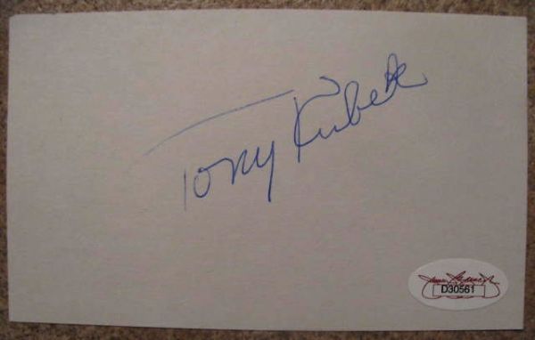 TONY KUBEK SIGNED 3X5 CARD w/JSA