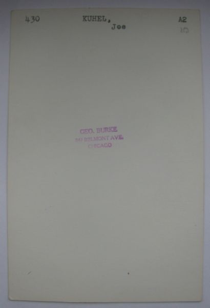 VINTAGE 30's JOE KUHEL CHICAGO WHITE SOX GEORGE BURKE PHOTO CARD