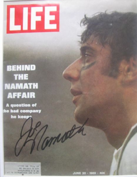 JOE NAMATH SIGNED LIFE MAGAZINE COVER w/JSA COA - FRAMED