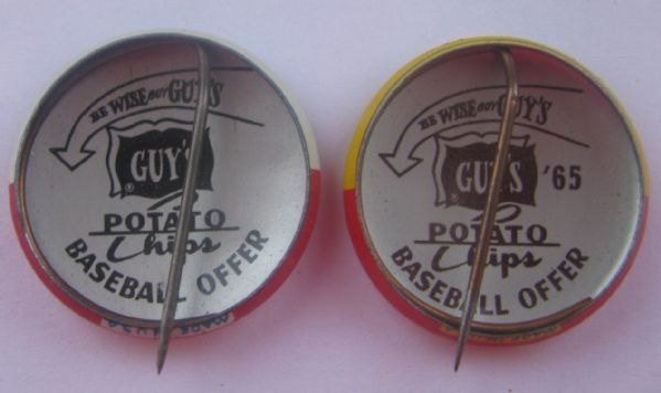VINTAGE 60's BALTIMORE ORIOLES GUY'S POTATO CHIPS PREMIUM PINS- 2