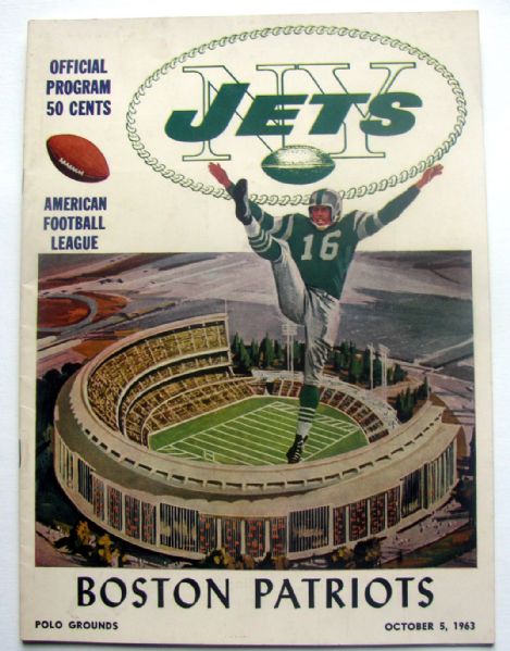 1963 NEW YORK JETS VS BOSTON PATRIOTS AFL PROGRAM - 1st YEAR JETS