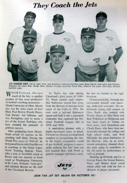 1963 NEW YORK JETS VS BOSTON PATRIOTS AFL PROGRAM - 1st YEAR JETS