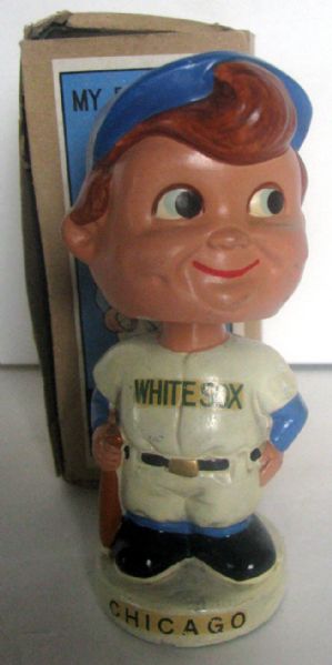 60's CHICAGO WHITE SOX mini BOBBING HEAD w/BOX