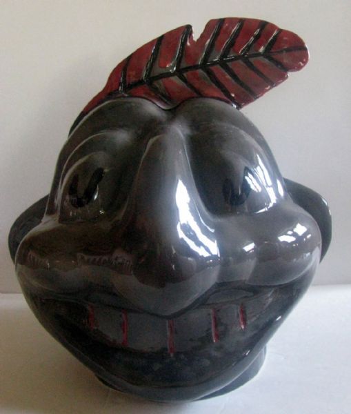 50's CLEVELAND INDIANS CHIEF WAHOO COOKIE JAR w/UNUSUAL COLORING