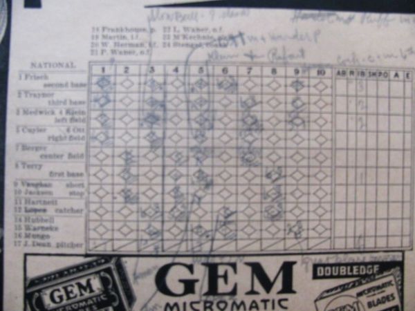 1934 ALL-STAR GAME PROGRAM - HUBBLES HISTORIC PERFORMANCE