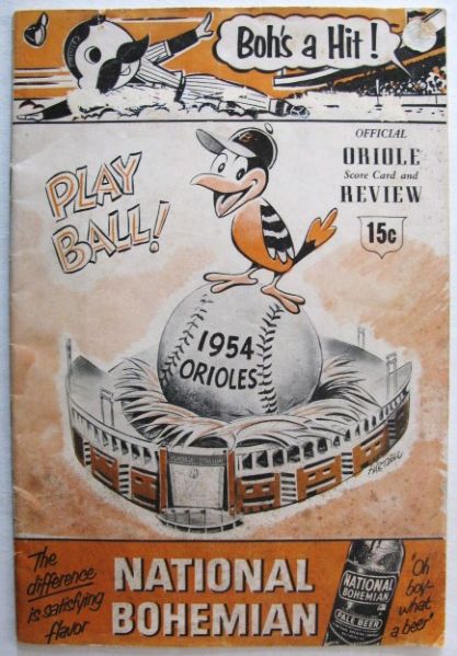 1954 BALTIMORE ORIOLES 1ST EVER HOME GAME PROGRAM OPENING DAY