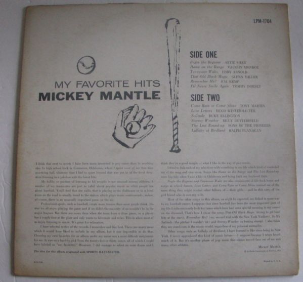 1958 MICKEY MANTLE RECORD ALBUM