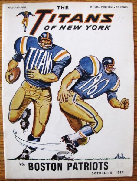 1962 NY TITANS vs BOSTON PATRIOTS FOOTBALL PROGRAM 