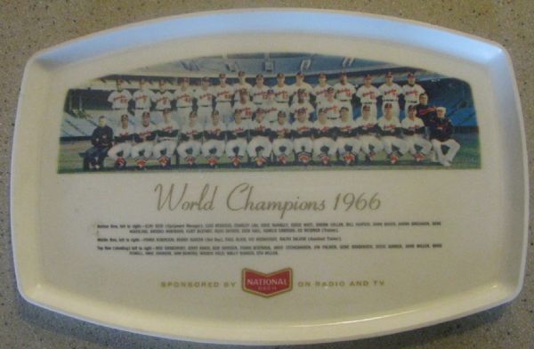 1966 BALTIMORE ORIOLES WORLD CHAMPIONS SERVING TRAY w/TEAM PHOTO