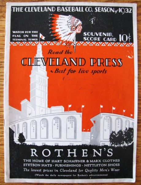 RARE - 1932 CLEVELAND INDIANS 1ST GAME PROGRAM @ MUNICIPAL STADIUM