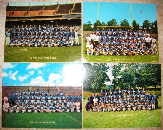 1967, 68, 69 & 70 BALTIMORE COLTS FOOTBALL TEAM PHOTO CHRISTMAS CARDS