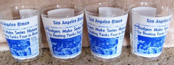 SET OF (4) 1963 LOS ANGELES DODGERS WORLD CHAMPIONS DRINKING GLASSES