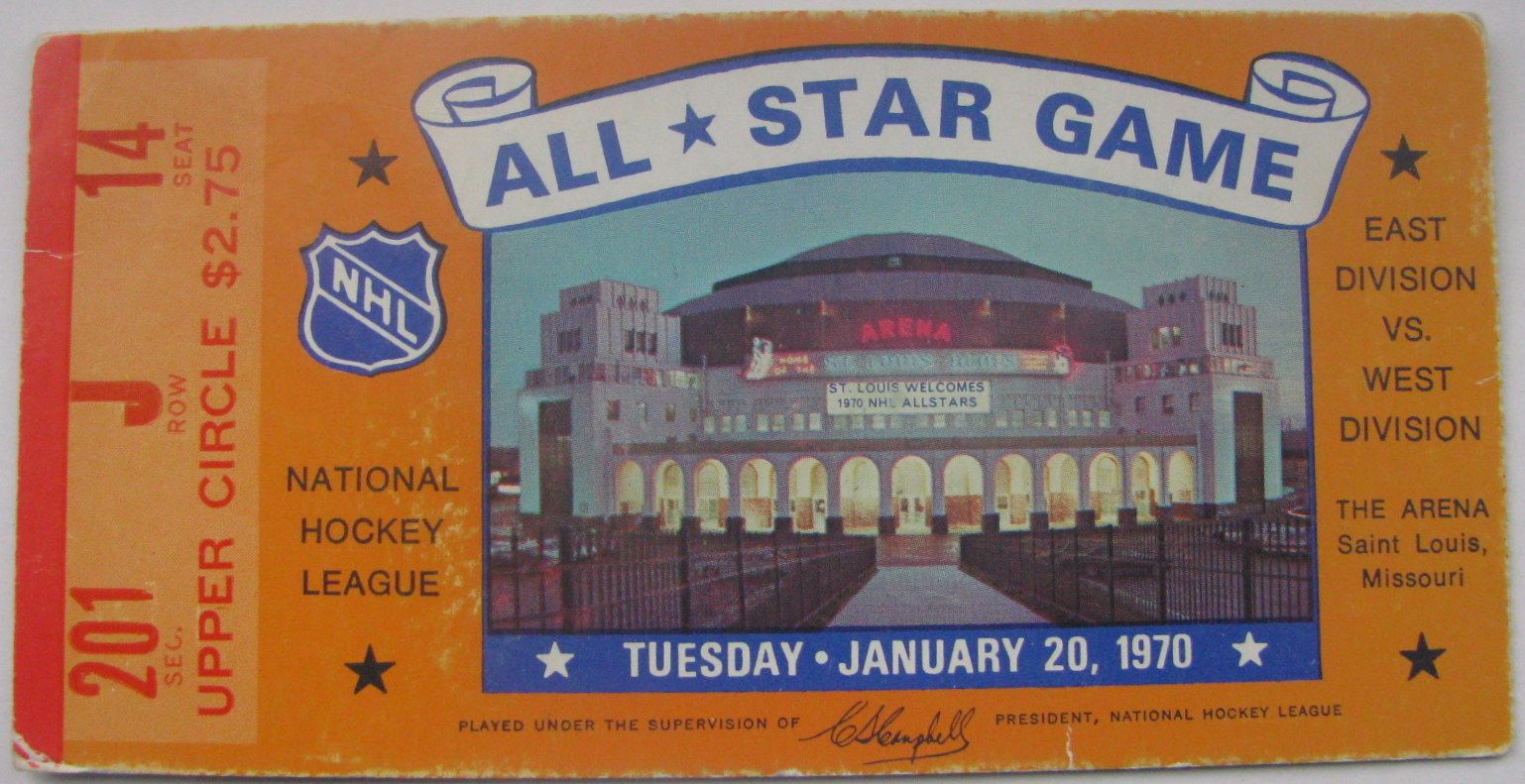 Lot Detail - 1970 NHL ALL-STAR GAME TICKET @ ST. LOUIS