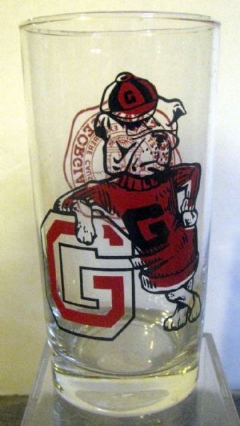 VINTAGE GEORGIA BULLDOGS MASCOT GLASS