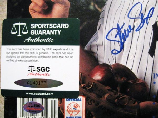 NY YANKEE STEVE SAX SIGNED YANKEE MAGAZINE COVER w/SGC COA