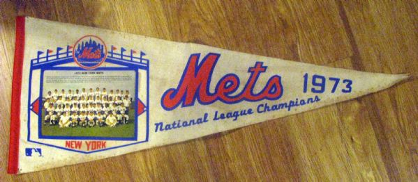 1973 NEW YORK METS NATIONAL LEAGUE CHAMPIONS PHOTO PENNANT