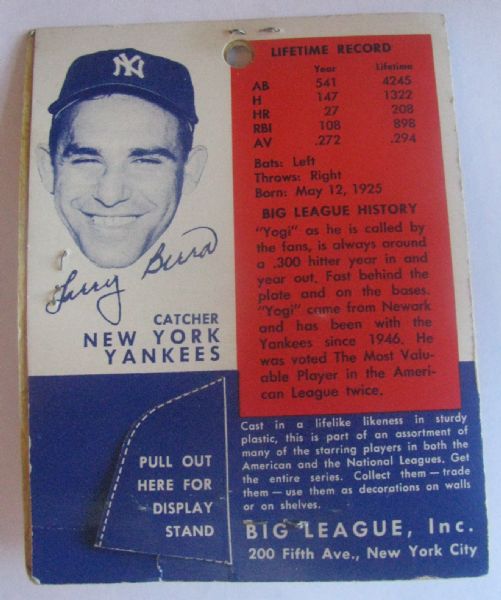 1956 YOGI BERRA BIG LEAGUE STARS STATUE w/CARD