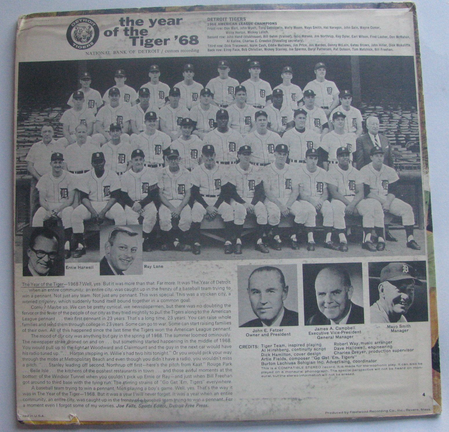 Lot Detail - 1968 DETROIT TIGERS RECORD ALBUM