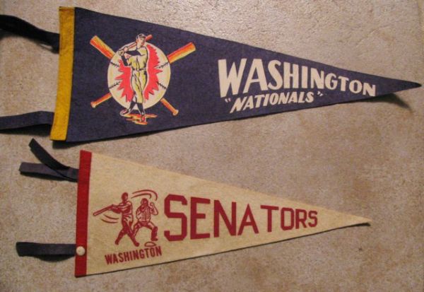 (2) 60's WASHINGTON SENATORS BASEBALL PENNANTS