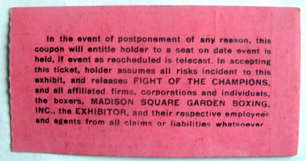 1971 ALI VS FRAZIER TICKET STUB - 1st FIGHT