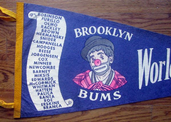 1949 BROOKLYN DODGERS PHANTOM WORLD CHAMPIONS PENNANT