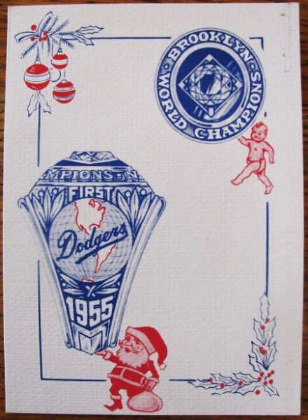 1955 BROOKLYN DODGERS SEASON'S GREETINGS CARD w/PHOTO