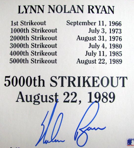 Lot Detail Nolan Ryan Signed Photo 5000th Strikeout Wsgc Coa 4637
