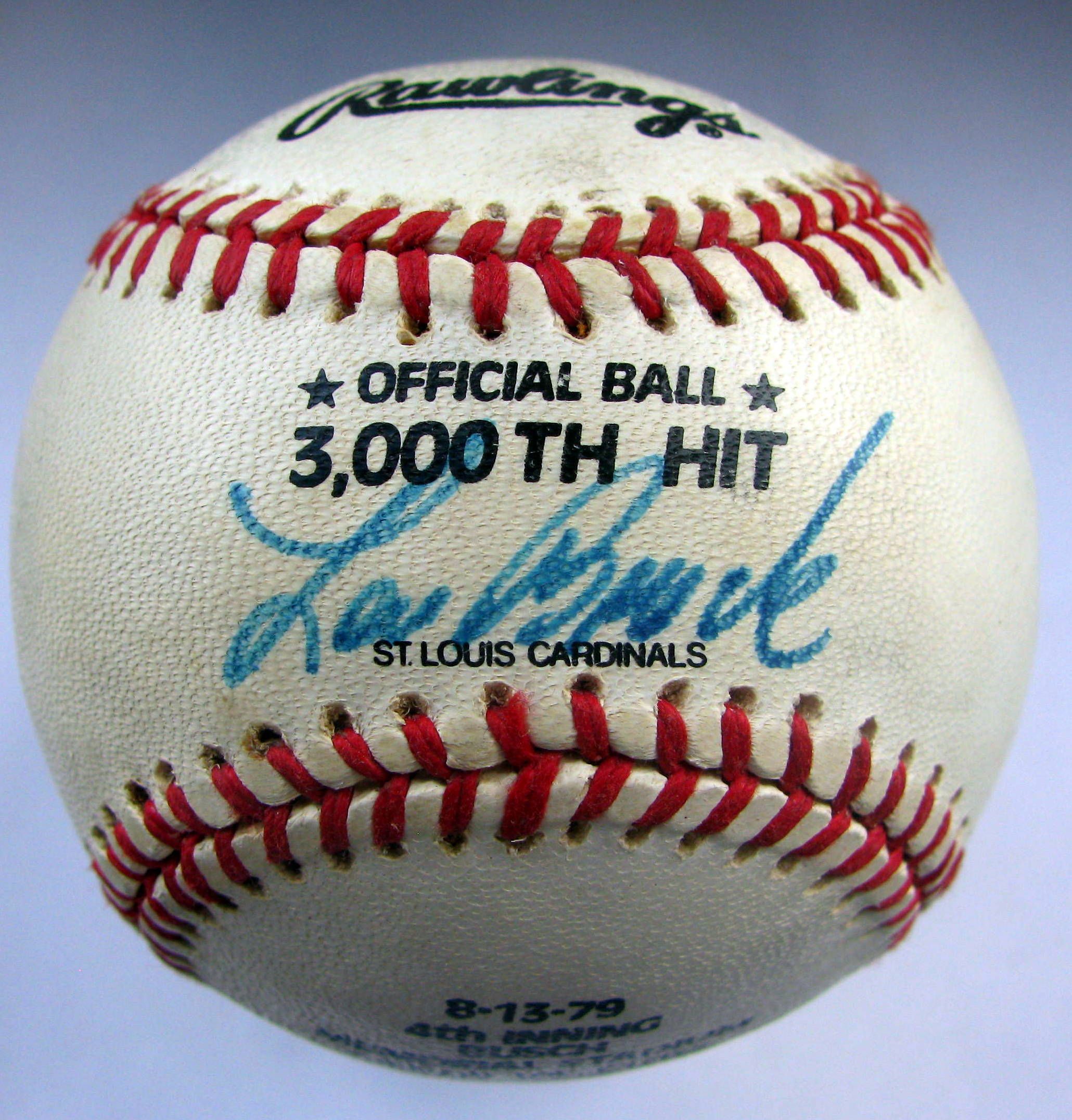 lot-detail-lou-brock-signed-3000th-hit-baseball-w-sgc-coa