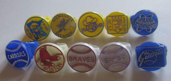 VINTAGE MLB GUMBALL RINGS - 10 DIFFERENT